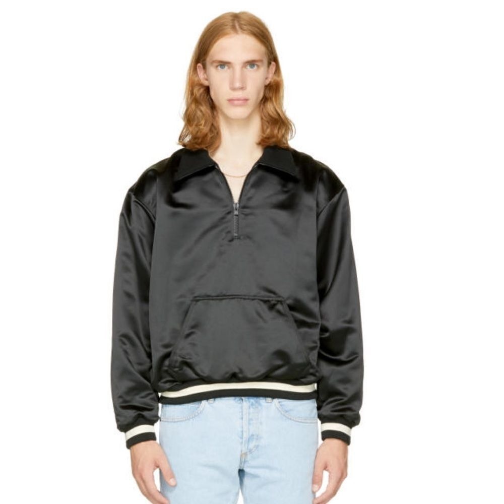Essentials Fear of God Satin Coach Jacket Black Fifth Collection 2017 Large NWT